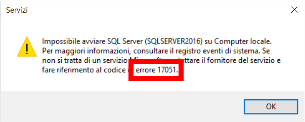 SQLServer 2016 non si avvia 3